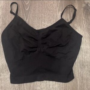Black spaghetti strap fitted crop top